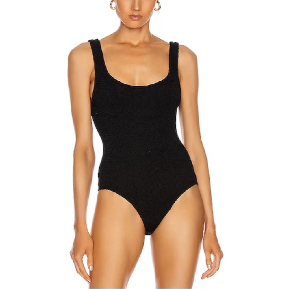 Hunza G Black Classic Square Neck Swimsuit One Piece One Size Timeless